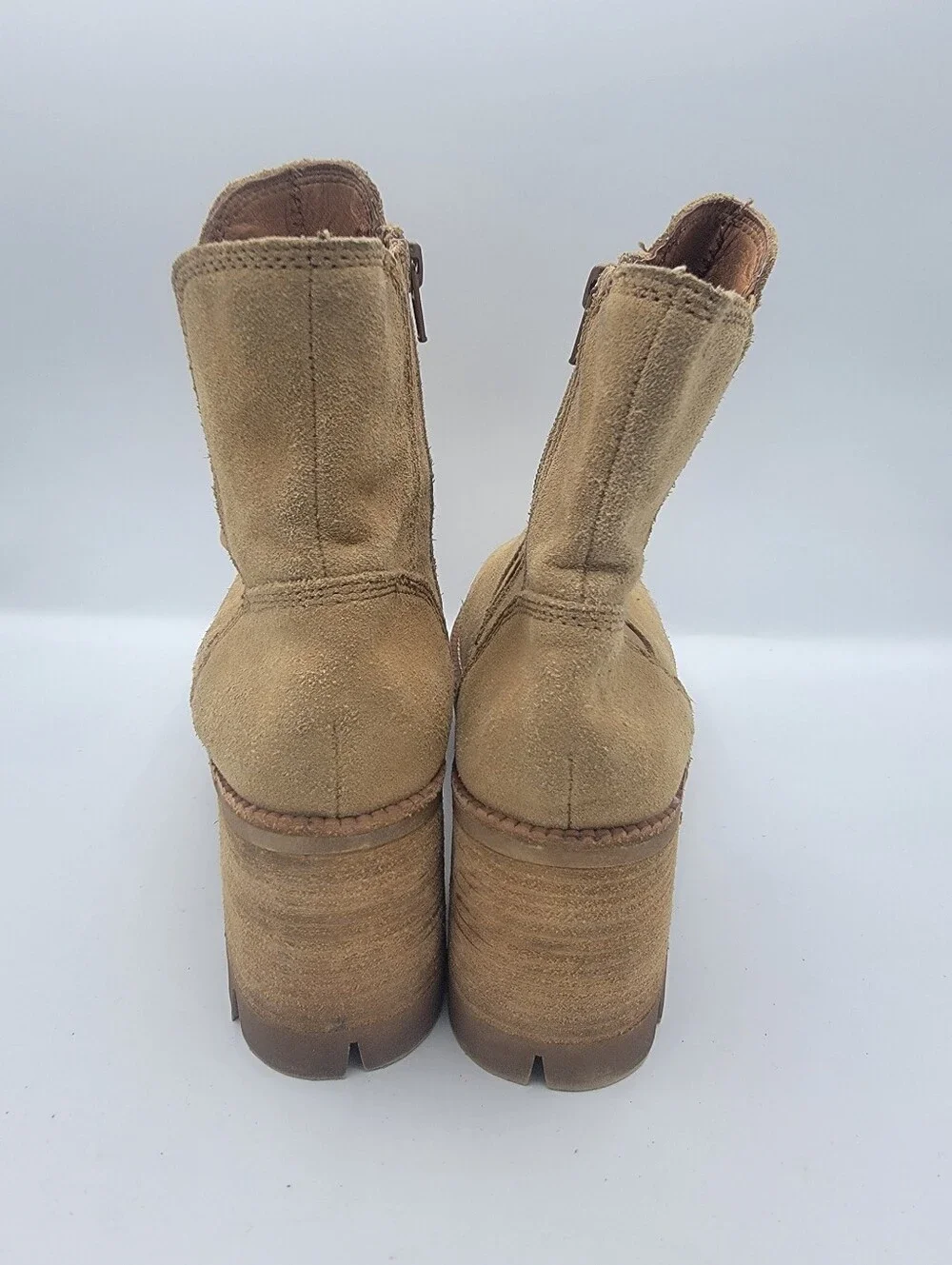 Jeffrey Campbell X Free People Tan Suede Platform Chelsea Booties